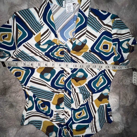 L.I.F.E. Love Is For Eternity 90s Y2K Retro Swirl Print Blouse Top Size M - Picture 9 of 12